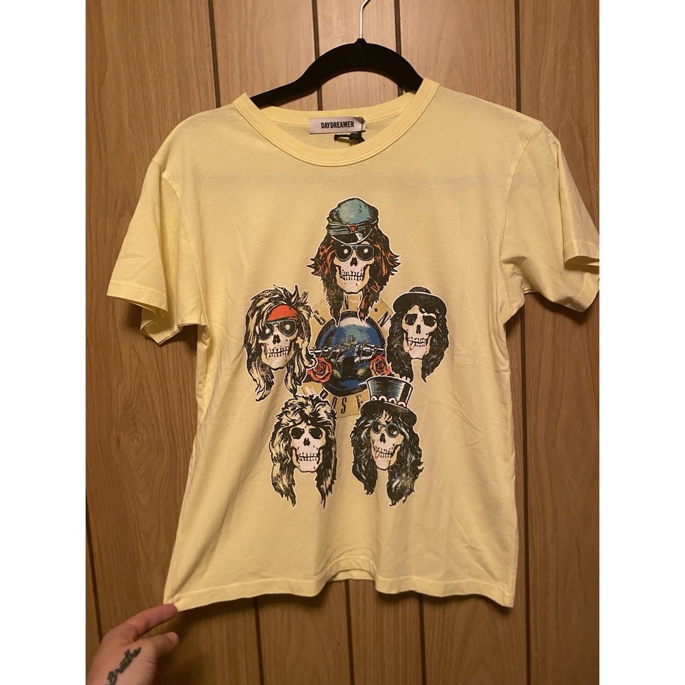 NWT Daydreamer Guns N Roses Appetite For Destruction Tee XS Yellow Band Shirt